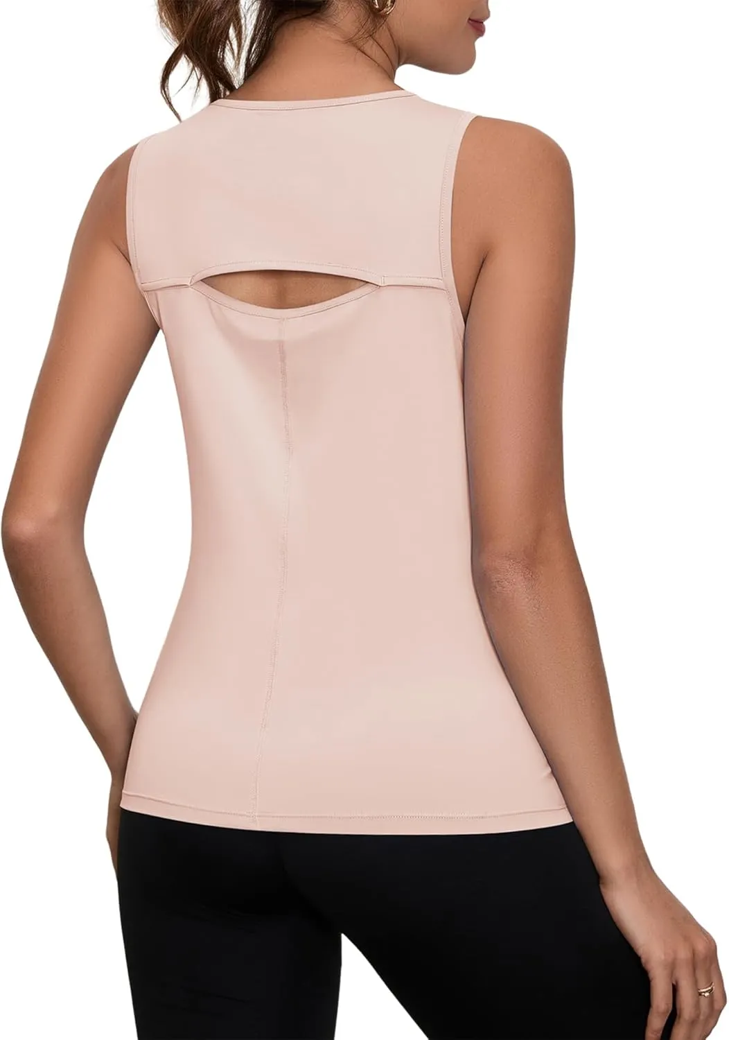 Loovoo Women's Workout Tank Tops Loose Fit Open Back Running Shirts Sleeveless Quick Dry Athletic Gym Yoga Top