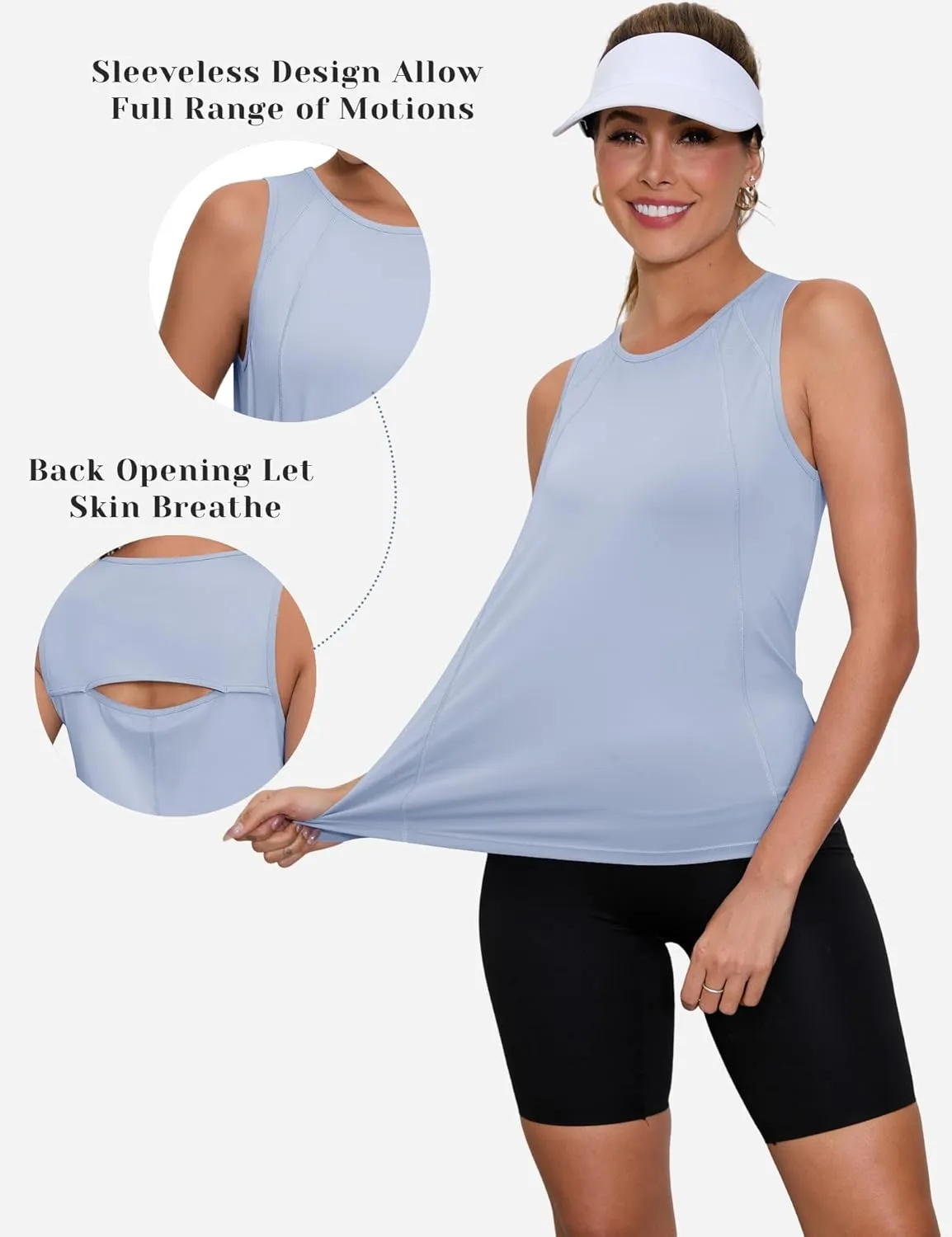 Loovoo Women's Workout Tank Tops Loose Fit Open Back Running Shirts Sleeveless Quick Dry Athletic Gym Yoga Top