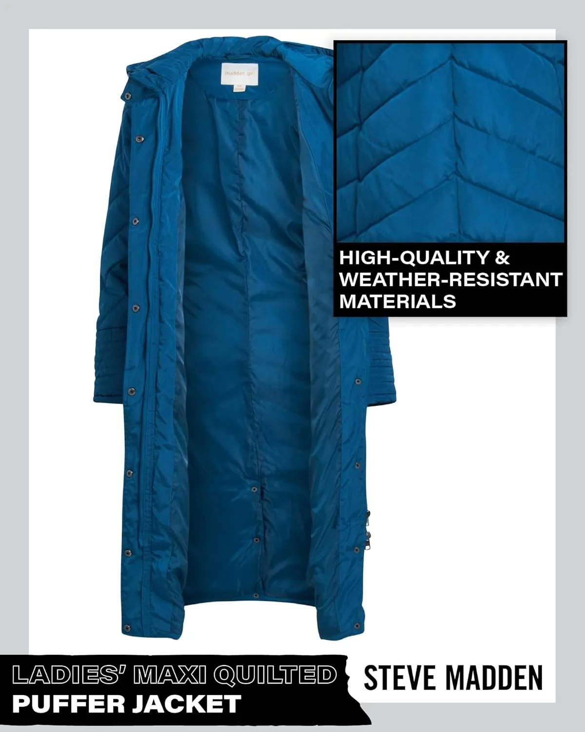 Madden Girl Women's Maxi Puffer Jacket - Long Quilted Puffer Coat (Sizes: S-3X)