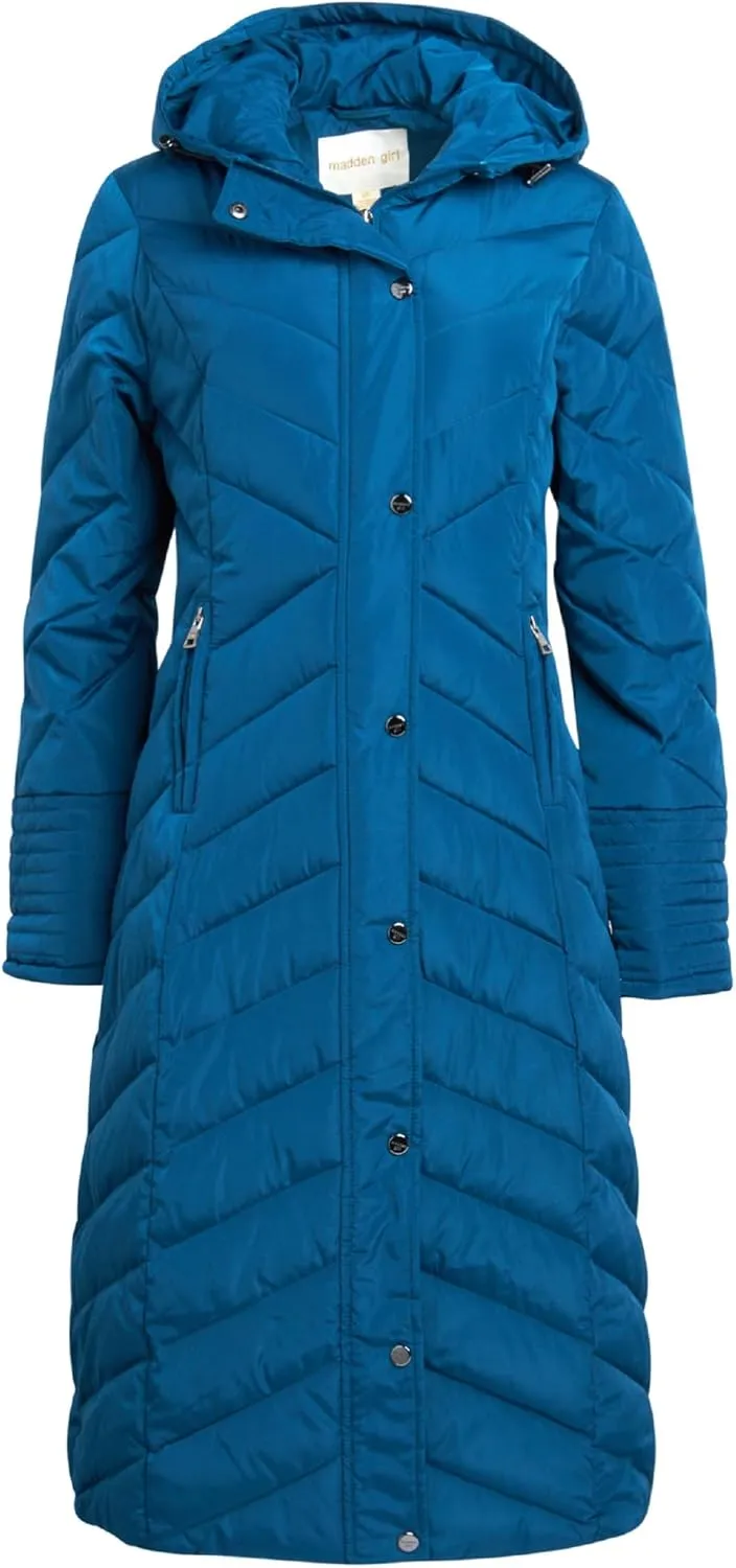 Madden Girl Women's Maxi Puffer Jacket - Long Quilted Puffer Coat (Sizes: S-3X)