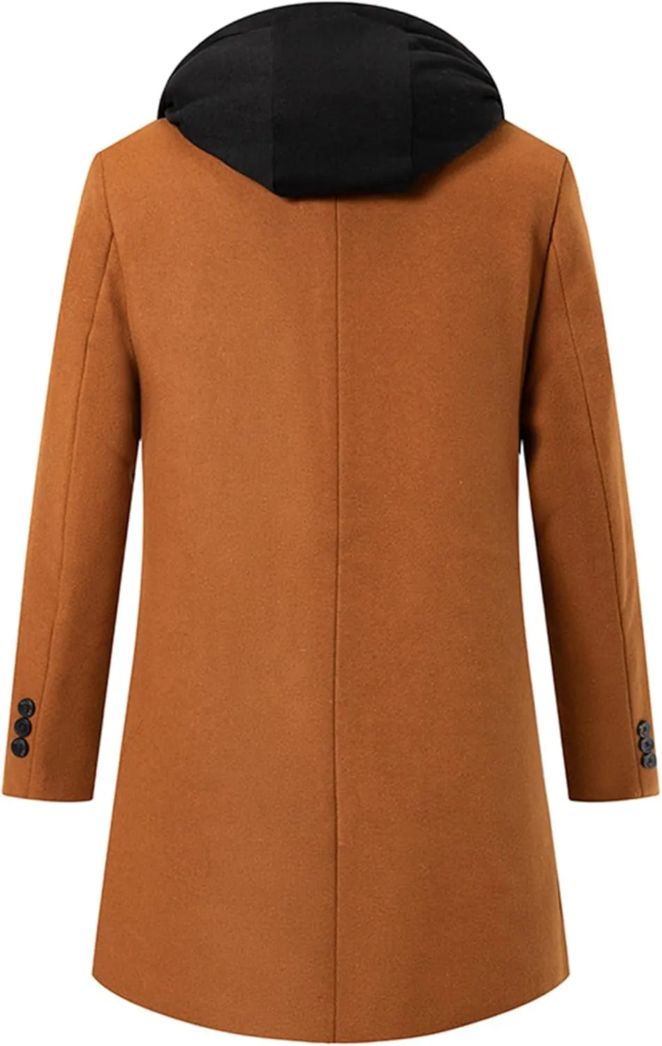 Maiyifu-GJ Men's Removable Hooded Wool Blend Overcoat Winter Single Breasted Trench Coats Casual Warm Classic Pea Jacket