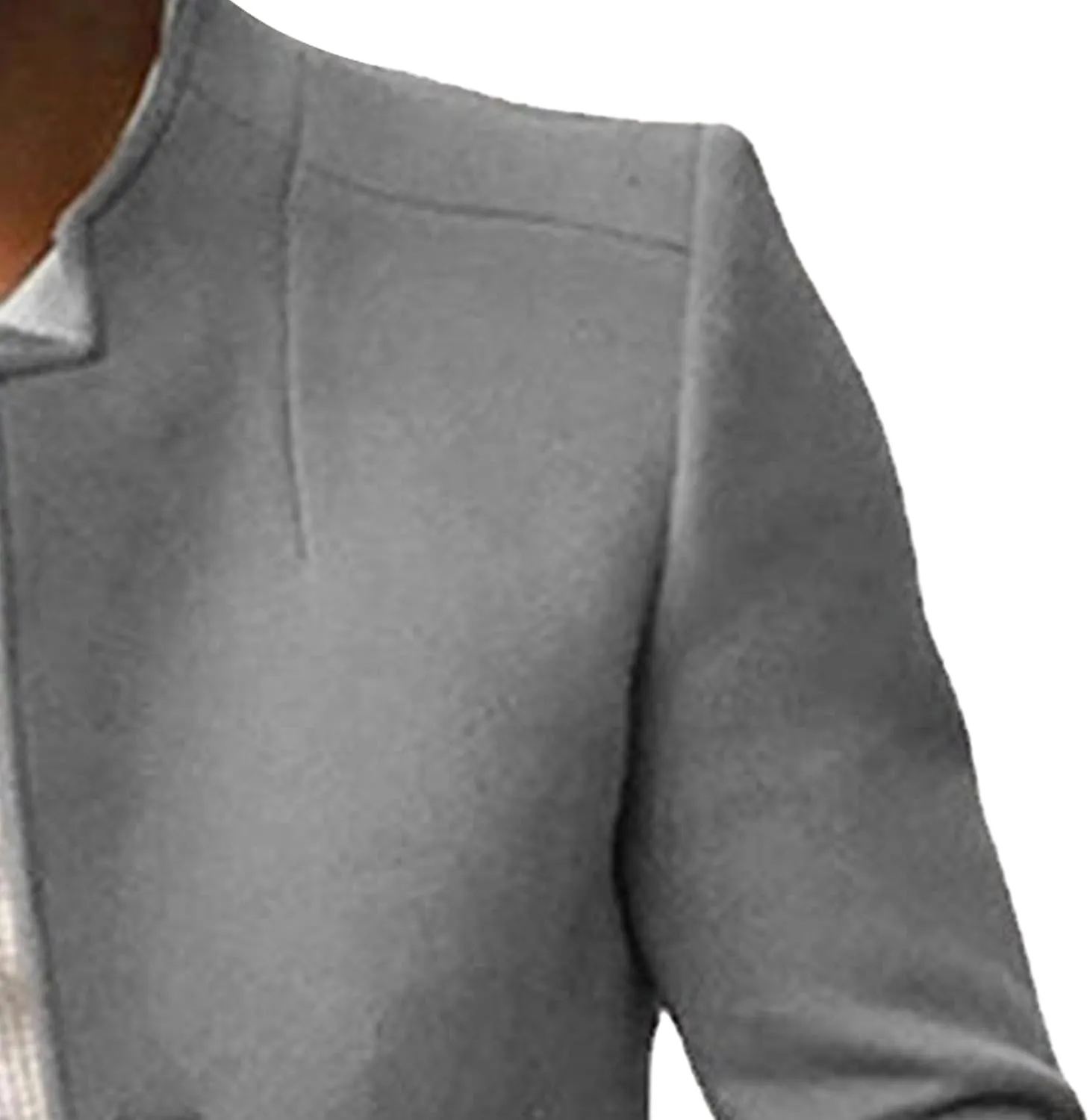 Maiyifu-GJ Men's Stand Collar Wool Blend Pea Coat Single Breasted Mid-Long Trench Coat Casual Warm Slim Fit Wool Coat
