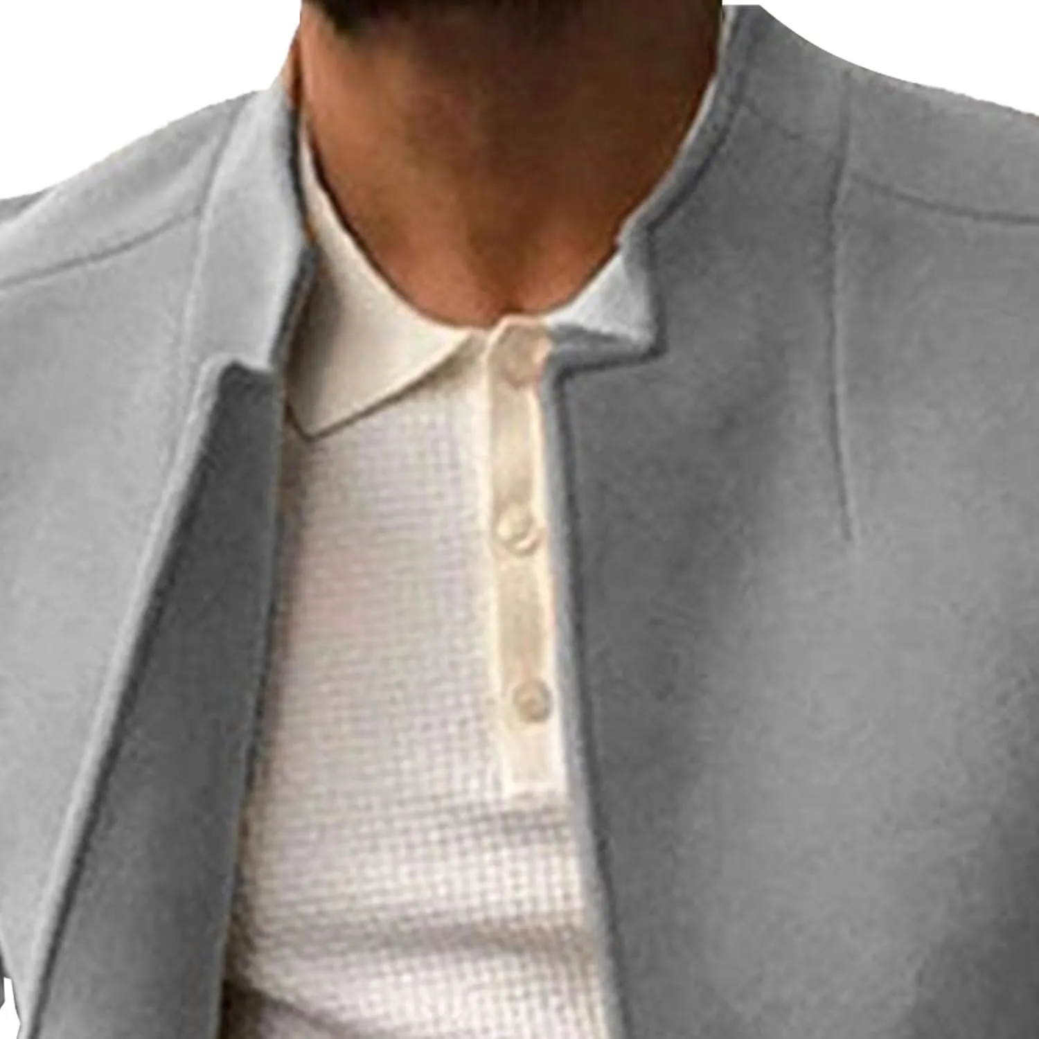 Maiyifu-GJ Men's Stand Collar Wool Blend Pea Coat Single Breasted Mid-Long Trench Coat Casual Warm Slim Fit Wool Coat