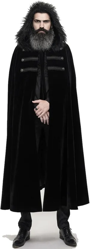 Medieval Hooded Cloak Robe Fur Collar Renaissance Kings Cape With Hood Gothic Halloween Sorcerer Costume