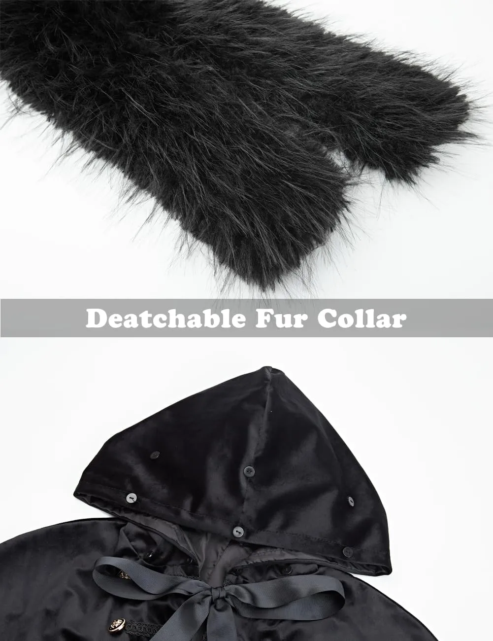 Medieval Hooded Cloak Robe Fur Collar Renaissance Kings Cape With Hood Gothic Halloween Sorcerer Costume