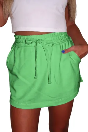 Melliflo Womens Summer Casual Lounge Shorts Workout Jersey Skort French Terry Drawstring Mini Skort with Pockets