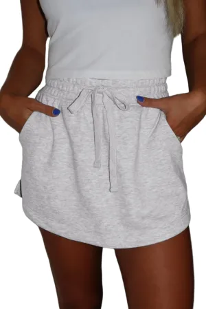 Melliflo Womens Summer Casual Lounge Shorts Workout Jersey Skort French Terry Drawstring Mini Skort with Pockets