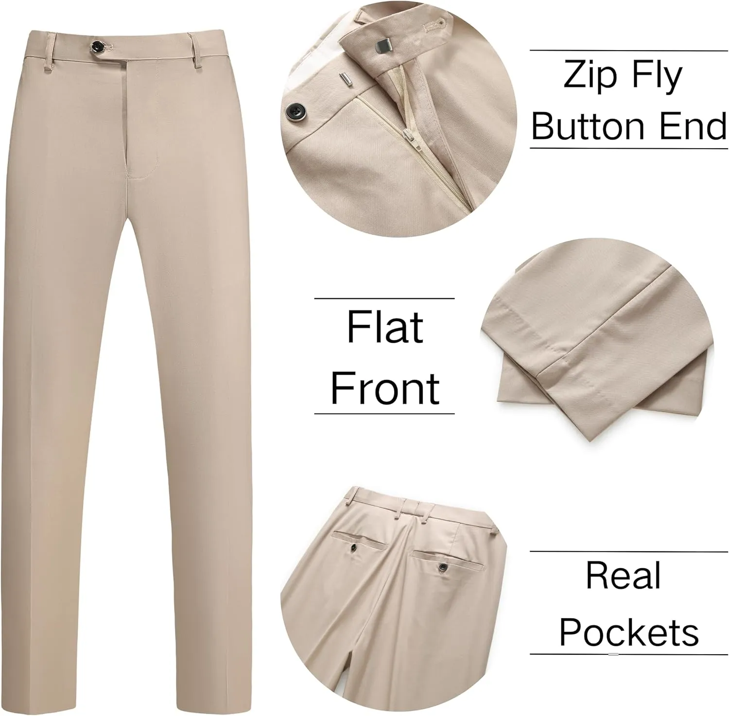 Men's 2 Piece Slim Fit Suit Set, Two Button Tuxedo for Wedding and Prom, Includes Blazer Jacket, Pants & Tie