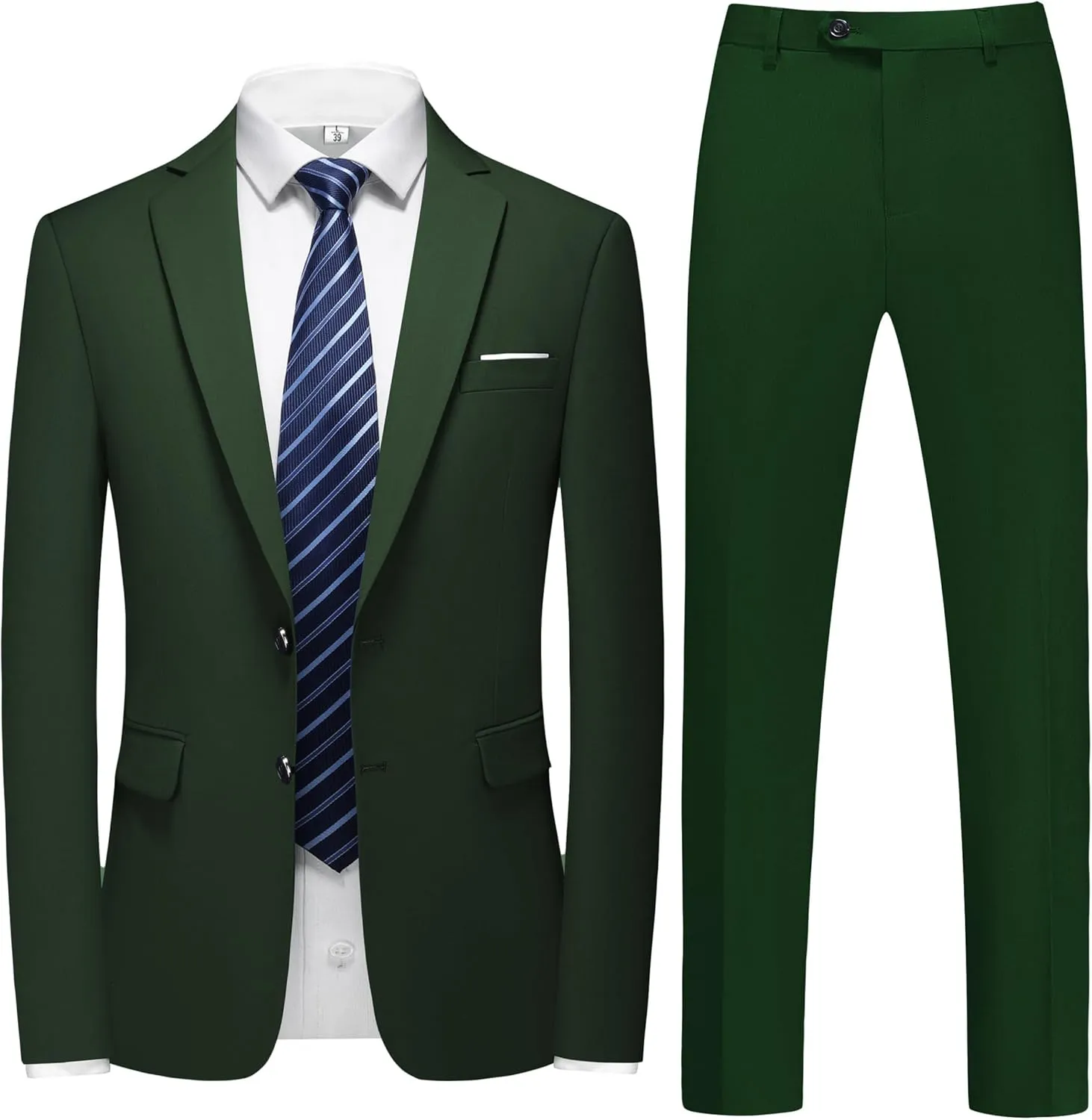 Men's 2 Piece Slim Fit Suit Set, Two Button Tuxedo for Wedding and Prom, Includes Blazer Jacket, Pants & Tie