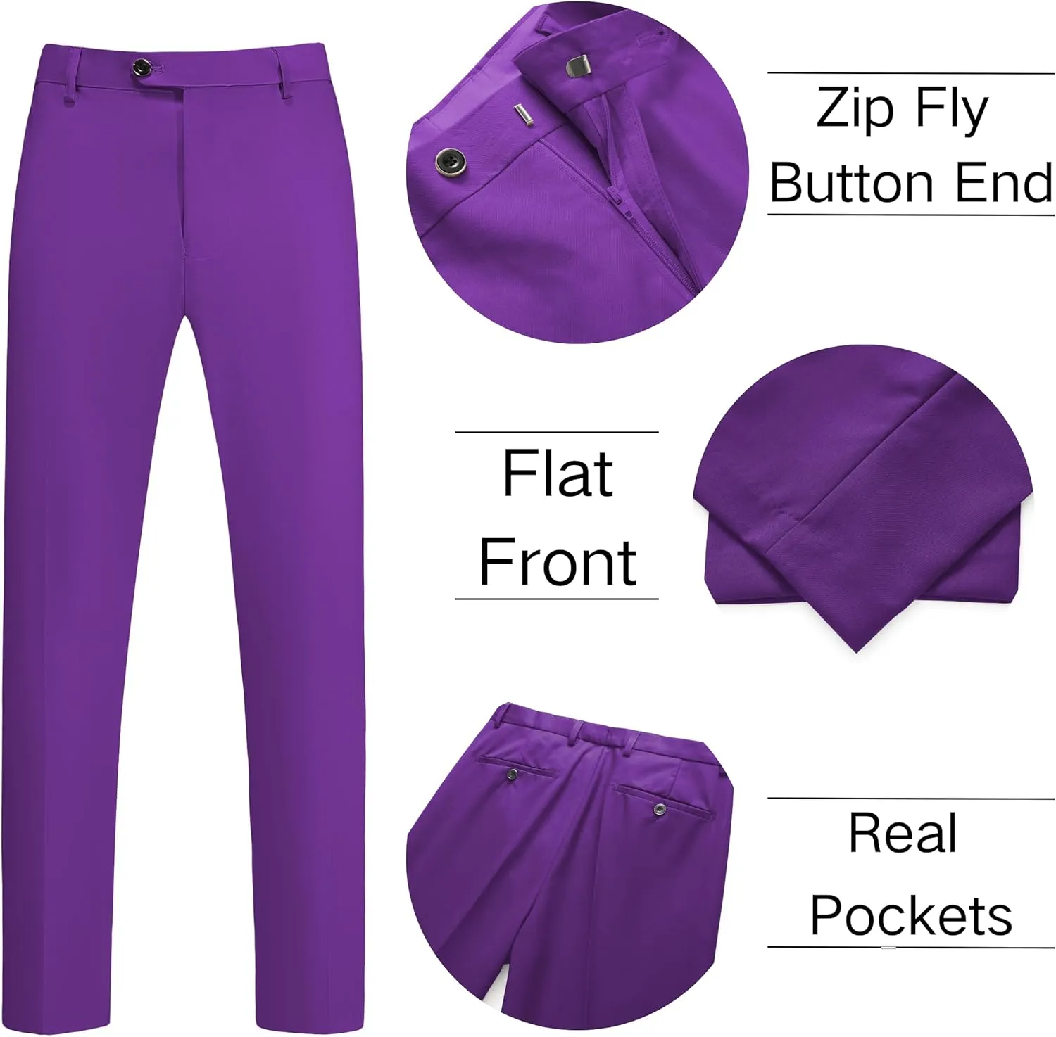 Men's 2 Piece Slim Fit Suit Set, Two Button Tuxedo for Wedding and Prom, Includes Blazer Jacket, Pants & Tie