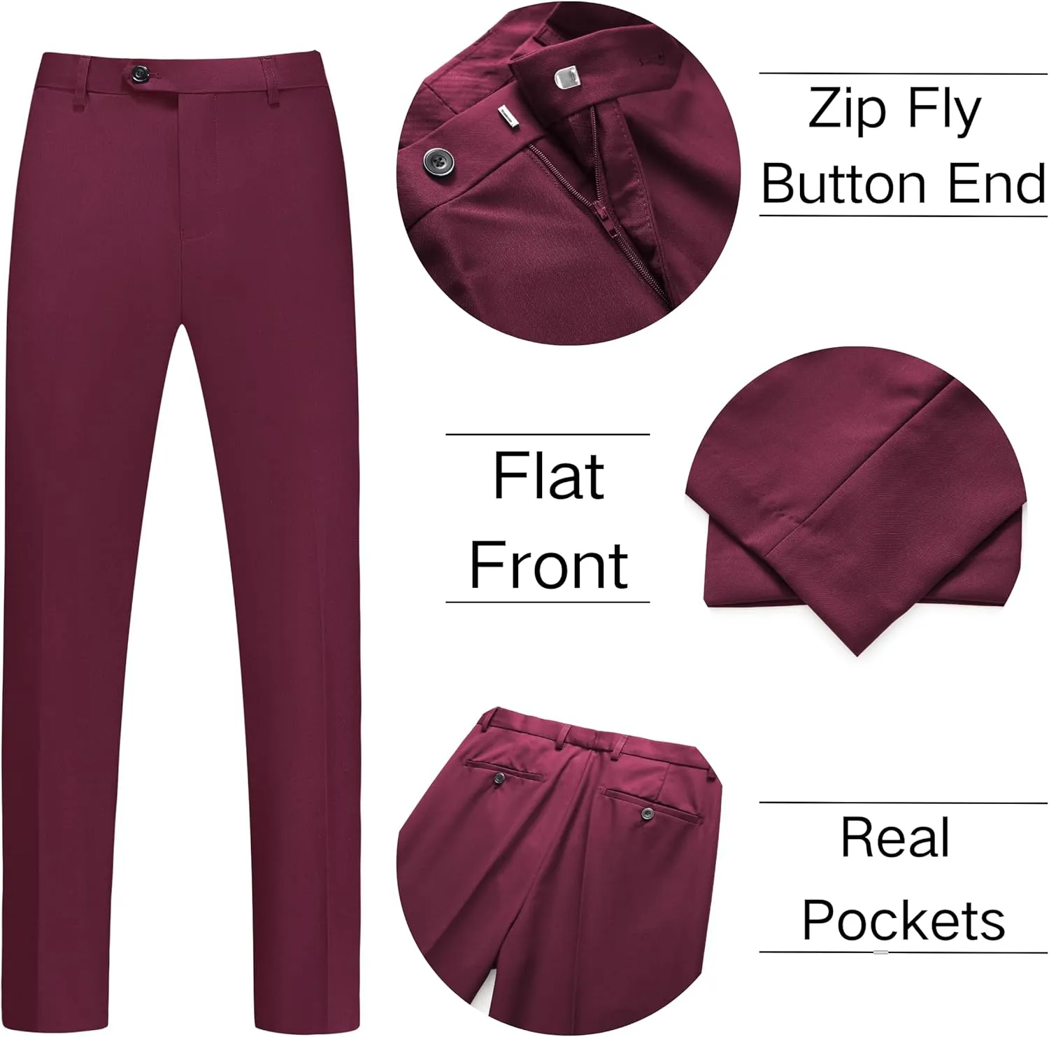 Men's 2 Piece Slim Fit Suit Set, Two Button Tuxedo for Wedding and Prom, Includes Blazer Jacket, Pants & Tie