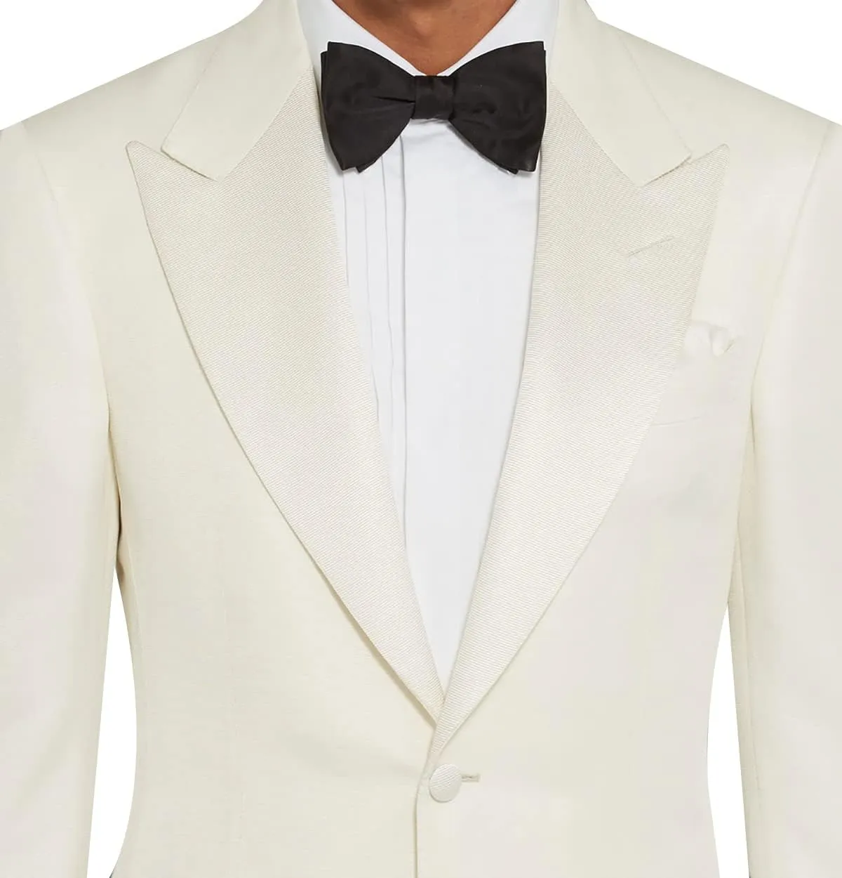 Mens 2 Piece Suit - Peak Lapel Collar Blazer Jacket Black and White Wedding Dinner Suit Ivory Tuxedo for Men