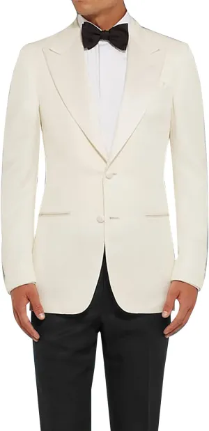 Mens 2 Piece Suit - Peak Lapel Collar Blazer Jacket Black and White Wedding Dinner Suit Ivory Tuxedo for Men