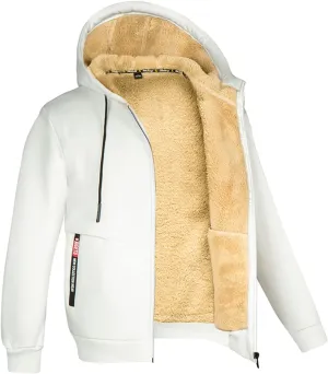 Men'S Heavyweight Fleece Hoodie Jacket Sherpa Lined Sweatshirt Full Zip Up Winter Warm Coats With Zipper Pockets