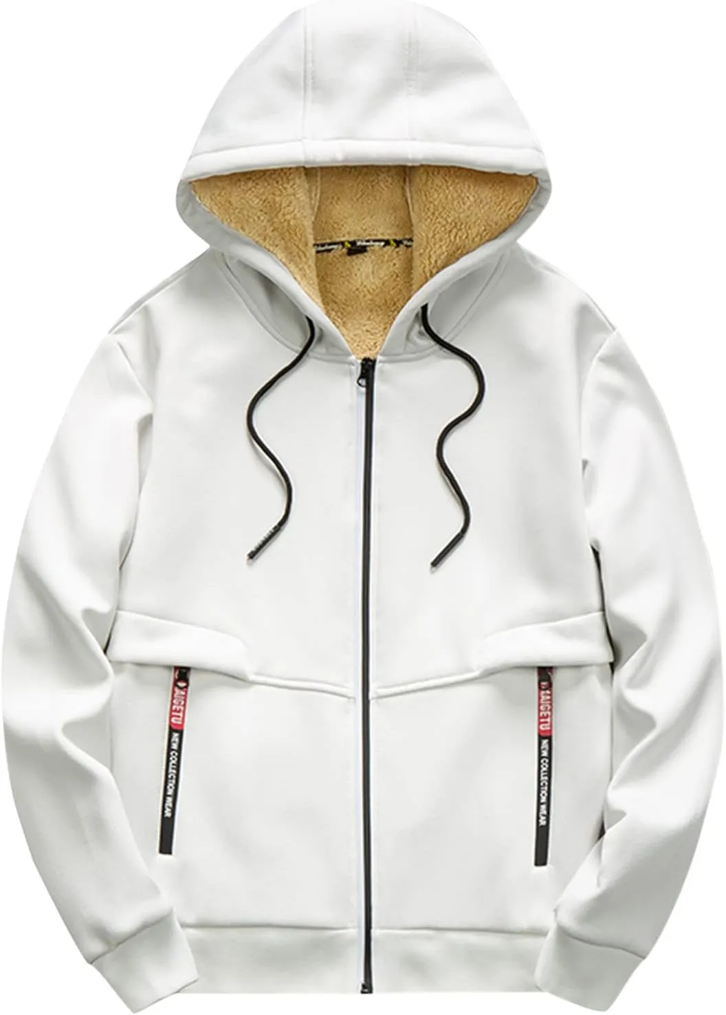 Men'S Heavyweight Fleece Hoodie Jacket Sherpa Lined Sweatshirt Full Zip Up Winter Warm Coats With Zipper Pockets