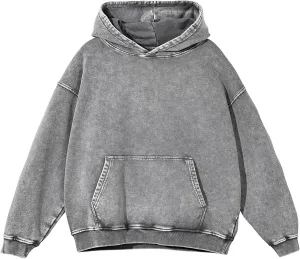 Mens Hoodies Vintage Oversized Hoodie Acid Wash Couples Cotton Pullover Hoodies for Men Streetwear Sweatshirts