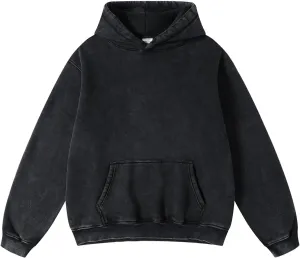 Mens Hoodies Vintage Oversized Hoodie Acid Wash Fleece Pullover Plush Heavyweight Streetwear Sweatshirts