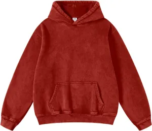 Mens Hoodies Vintage Oversized Hoodie Acid Wash Fleece Pullover Plush Heavyweight Streetwear Sweatshirts
