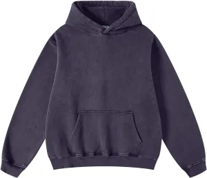 Mens Hoodies Vintage Oversized Hoodie Acid Wash Fleece Pullover Plush Heavyweight Streetwear Sweatshirts