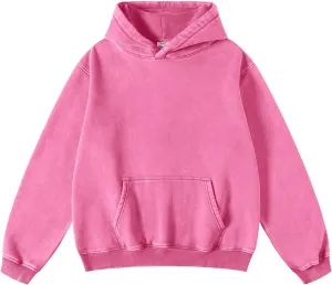 Mens Hoodies Vintage Oversized Hoodie Acid Wash Fleece Pullover Plush Heavyweight Streetwear Sweatshirts