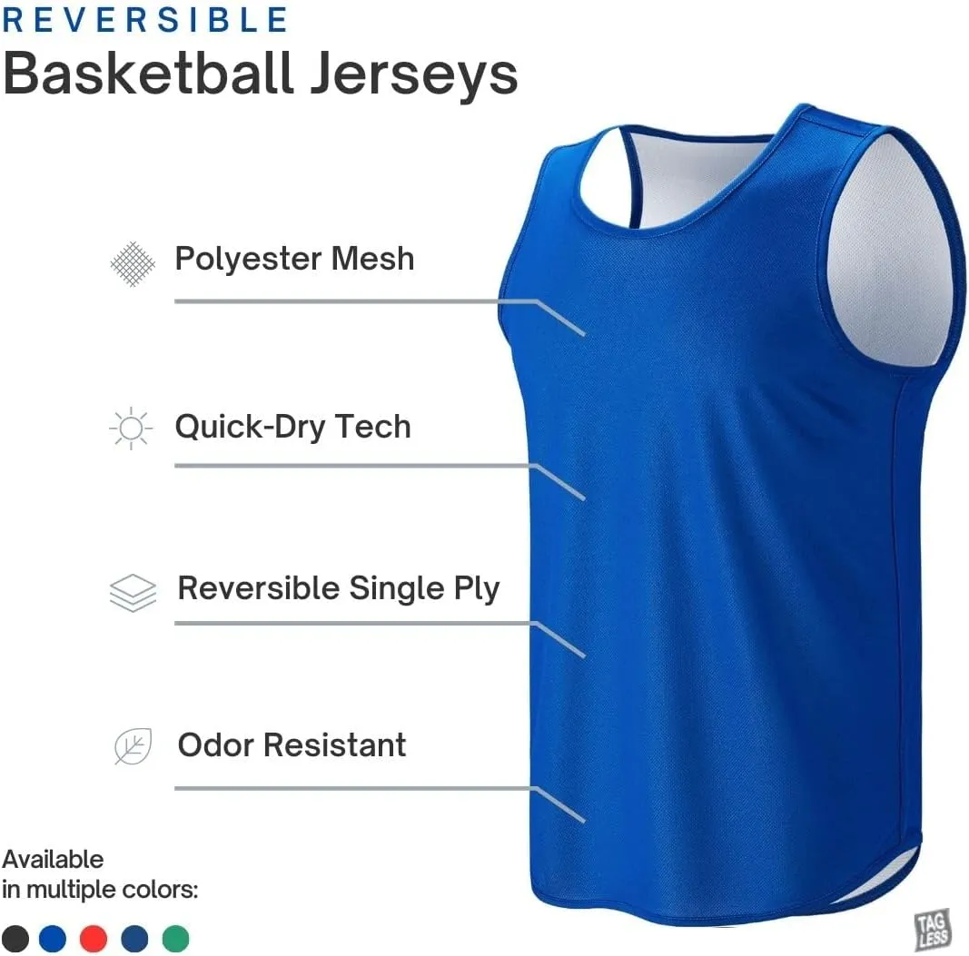 Men's Lightweight Reversible Rec Tanks, Mesh Basketball Jerseys Athletic Quick Dry Shirts Team Scrimmage Uniforms