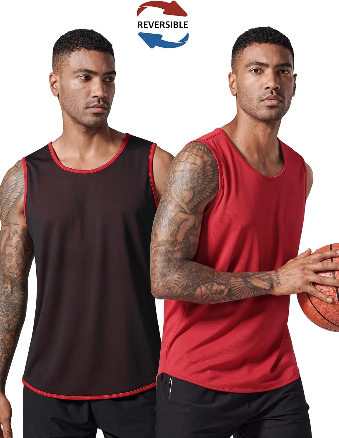 Men's Lightweight Reversible Rec Tanks, Mesh Basketball Jerseys Athletic Quick Dry Shirts Team Scrimmage Uniforms