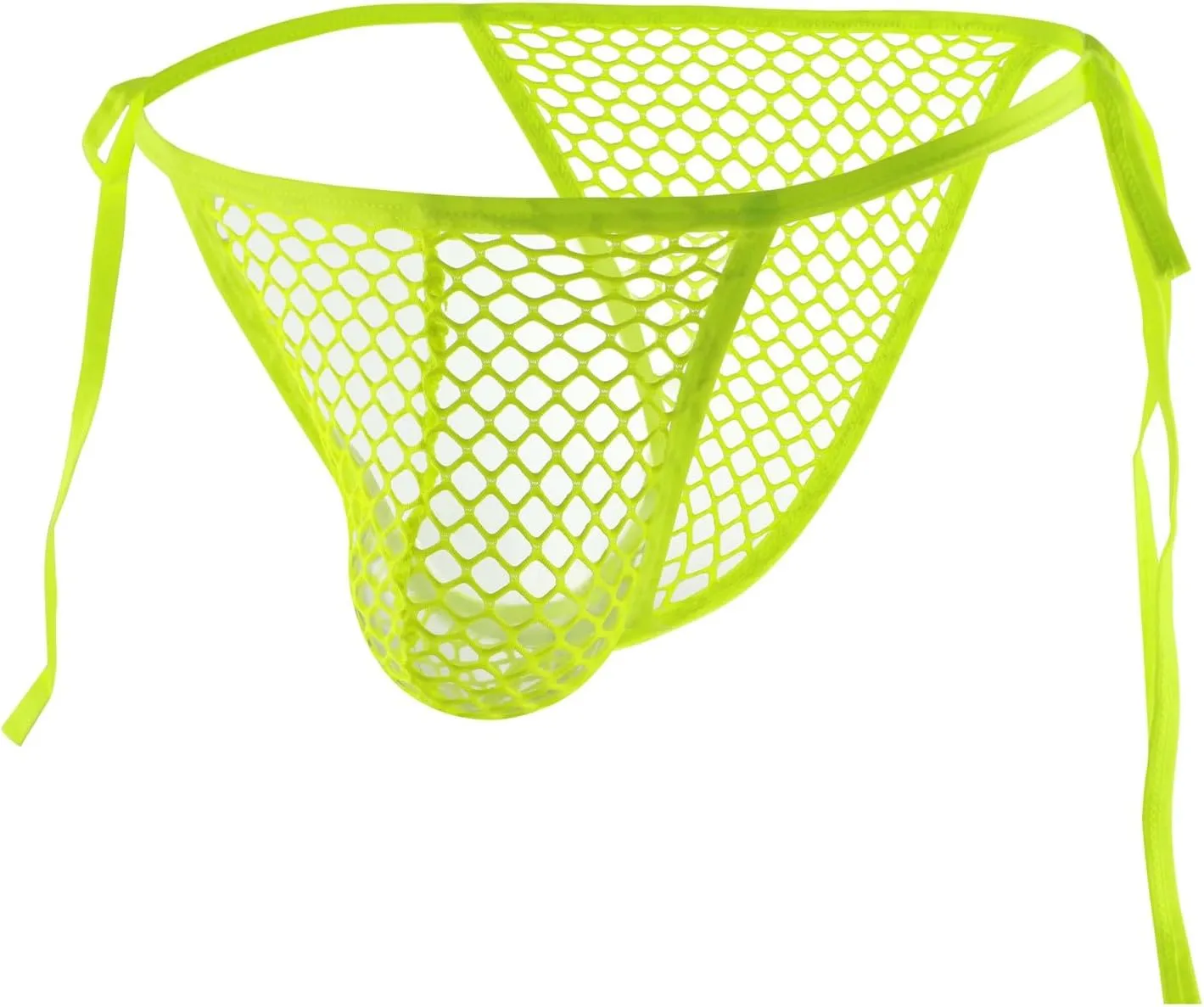 Mens Mesh Briefs Fishnet Side Tie Thongs Solid Color Low Waist Bikini Thongs Underwear Sexy G-String Brief
