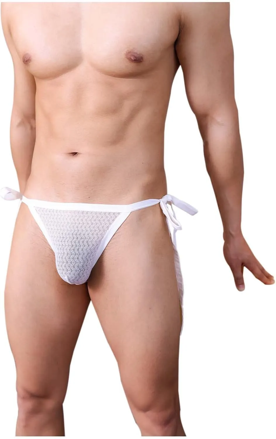 Men's New Lace Up Sexy Underwear Mesh High Fork Briefs Men's Athletic Supporter Jockstrap