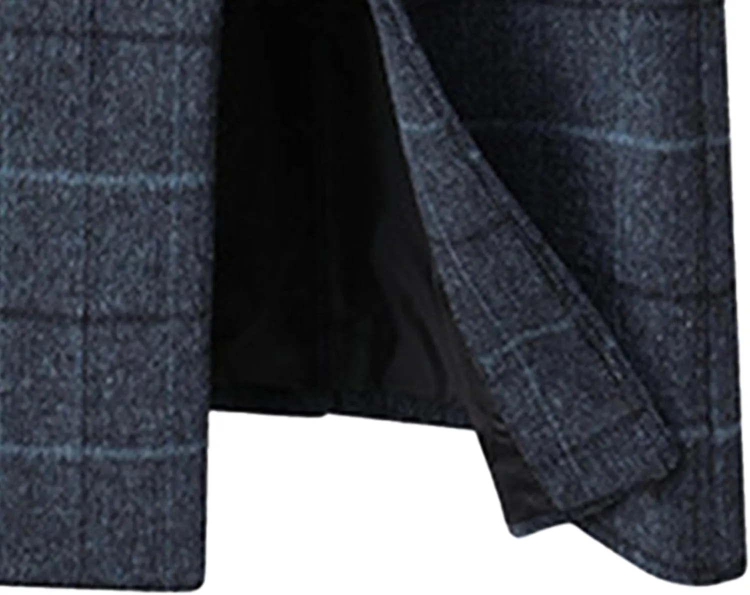Men's Notched Collar Plaid Trench Coat Single Breasted Thermal Wool Blend Coat Formal Casual Pea Coat