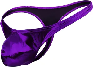 Men's PU Leather Thong Faux Leather Bikini Underwear Shiny G String Thongs Sexy Jockstrap Pouch Underwear