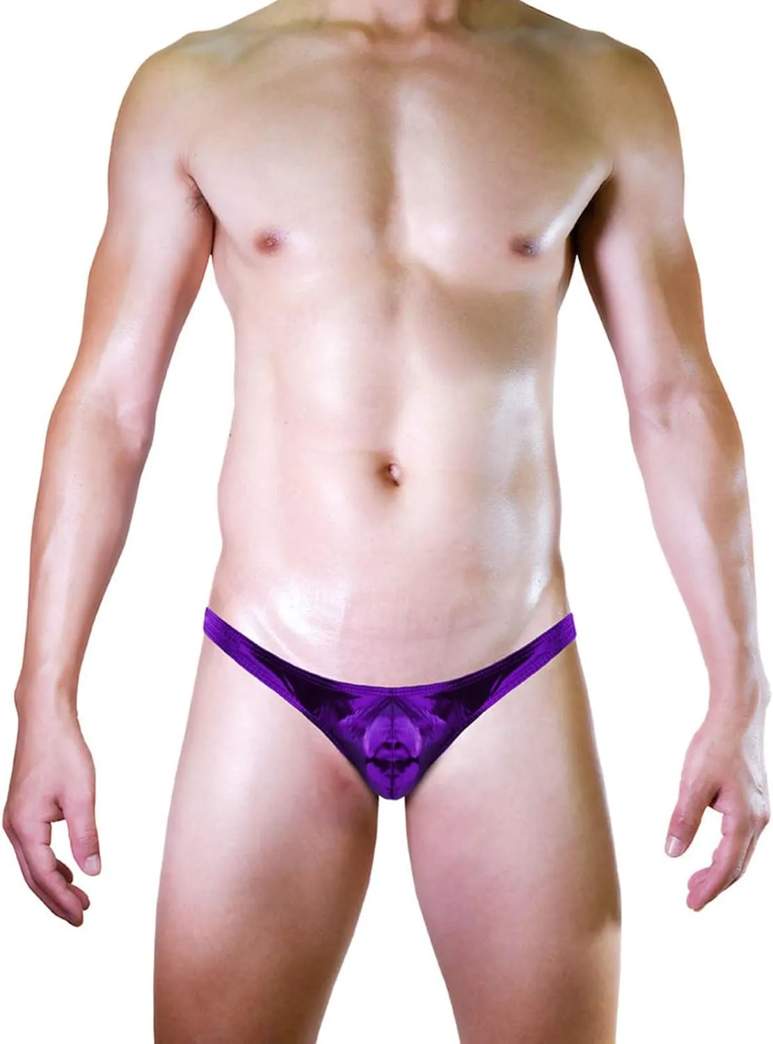 Men's PU Leather Thong Faux Leather Bikini Underwear Shiny G String Thongs Sexy Jockstrap Pouch Underwear