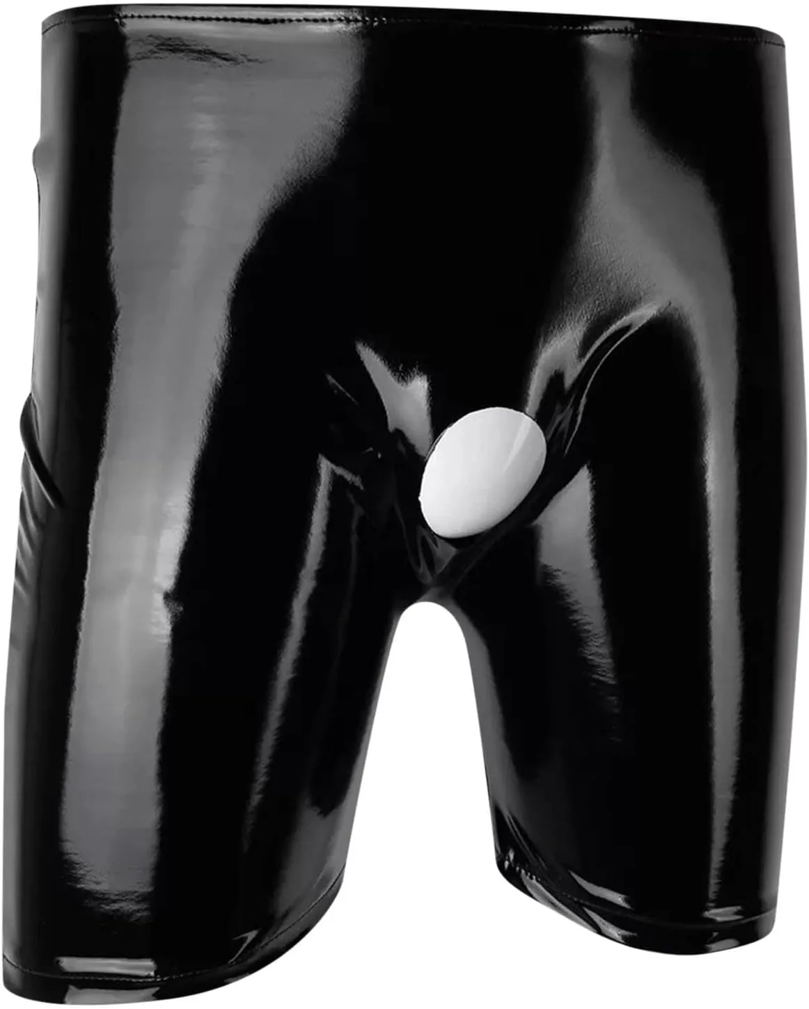 Mens PU Leather Underwear Sexy Low Rise Boxer Briefs Front Hole Opening Pouch Ultra Soft Trunks Performance Lingerie for Men