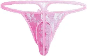 Men's Sissy Pouch Lace G-String Thongs Panties Sheer T-Back Briefs Underwear Nightwear Lingerie Underwear