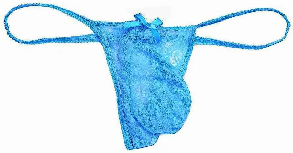 Men's Sissy Pouch Lace G-String Thongs Panties Sheer T-Back Briefs Underwear Nightwear Lingerie Underwear