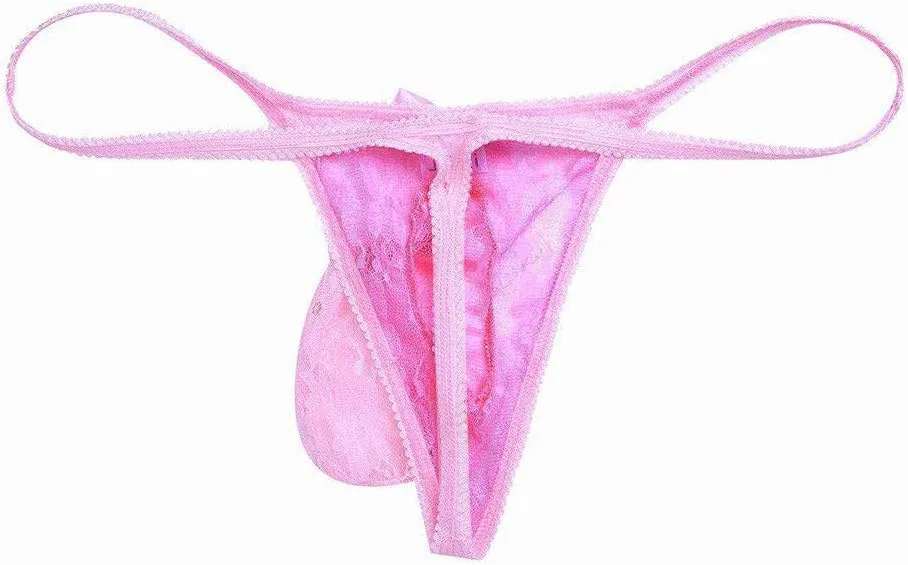 Men's Sissy Pouch Lace G-String Thongs Panties Sheer T-Back Briefs Underwear Nightwear Lingerie Underwear