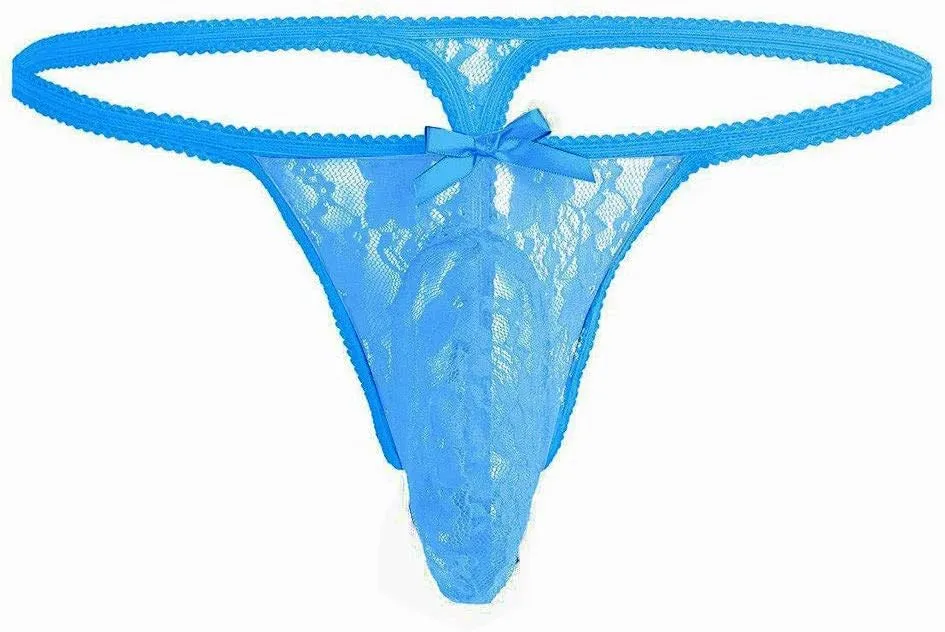 Men's Sissy Pouch Lace G-String Thongs Panties Sheer T-Back Briefs Underwear Nightwear Lingerie Underwear