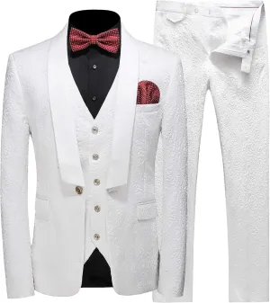 Men's Suits 3 Piece Set Tuxedo Blazer Vest and Pants Slim Skinny Fit Formal Suit for Wedding Prom Black White Red Blue