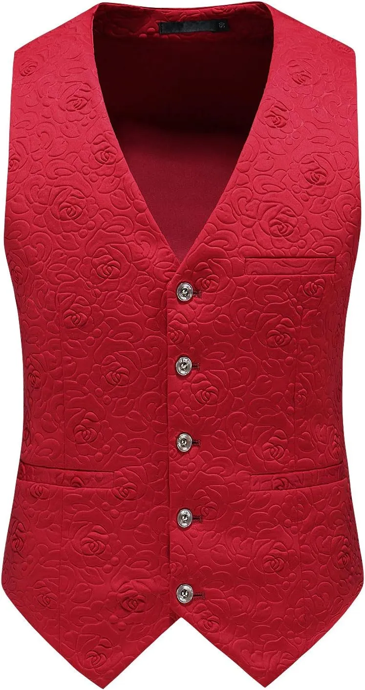 Men's Suits 3 Piece Set Tuxedo Blazer Vest and Pants Slim Skinny Fit Formal Suit for Wedding Prom Black White Red Blue