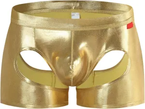 Mens T Shaped Pants Leather Double Open Cut Underwear Color Matching Mesh Low Waisted Underwear Exotic Gift Set