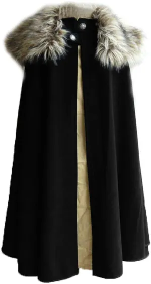 Mens Viking Fur Shoulder Cape Brown With Fur Cloak Medieval King Cape Costume Halloween LARP Cosplay