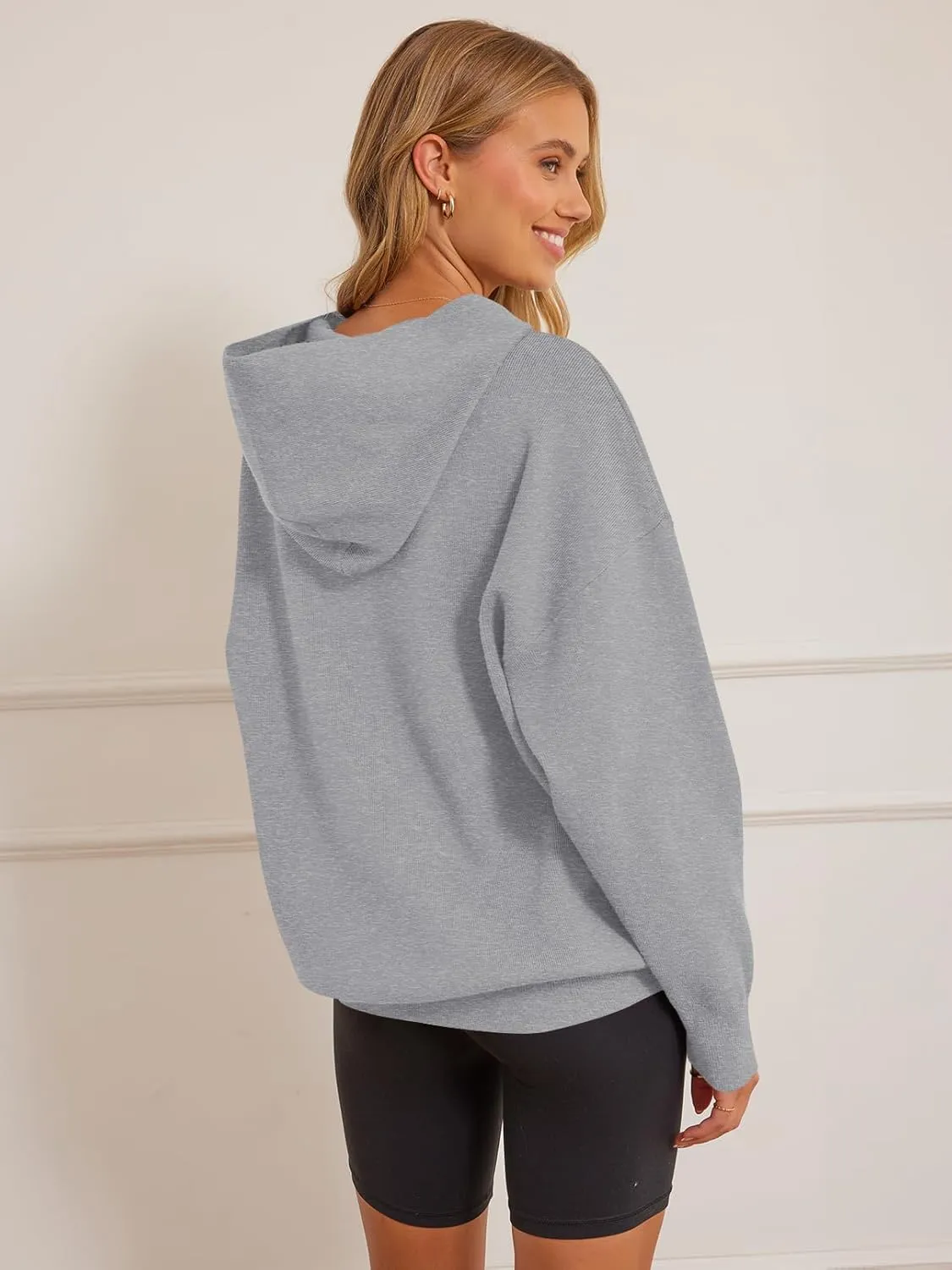 MEROKEETY Women's 2024 Fall Oversized Hoodie Long Sleeve Pullover Sweater Ribbed Knit Sweatshirt with Pockets