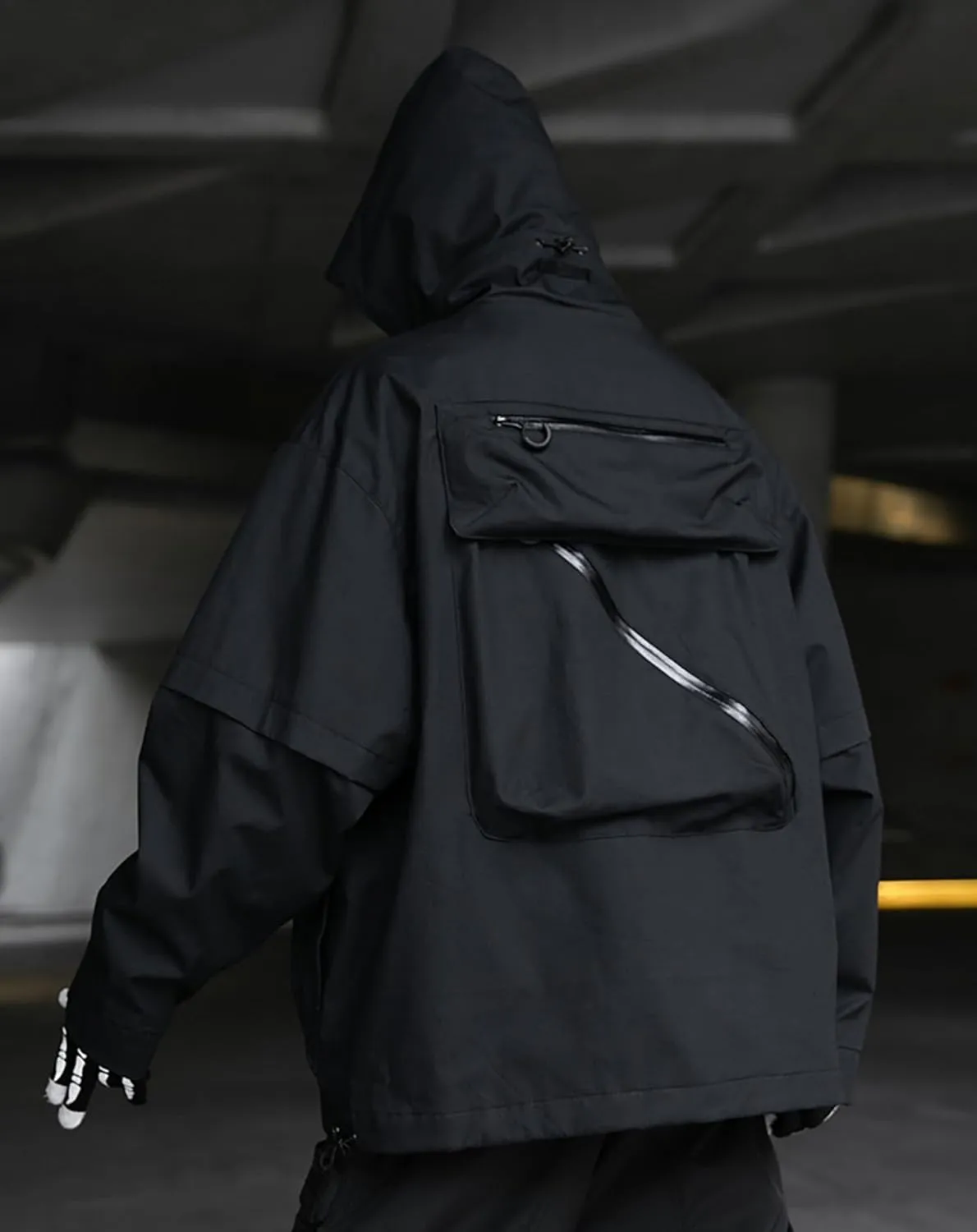 MFCT Men's Techwear Waterproof Windbreaker with Funnel Hoodie