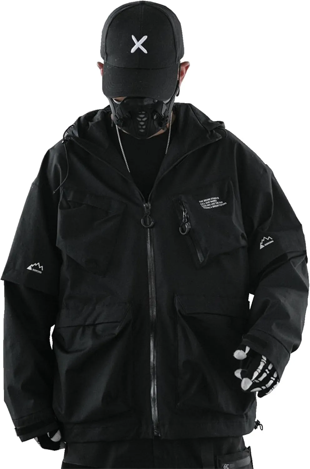 MFCT Men's Techwear Waterproof Windbreaker with Funnel Hoodie