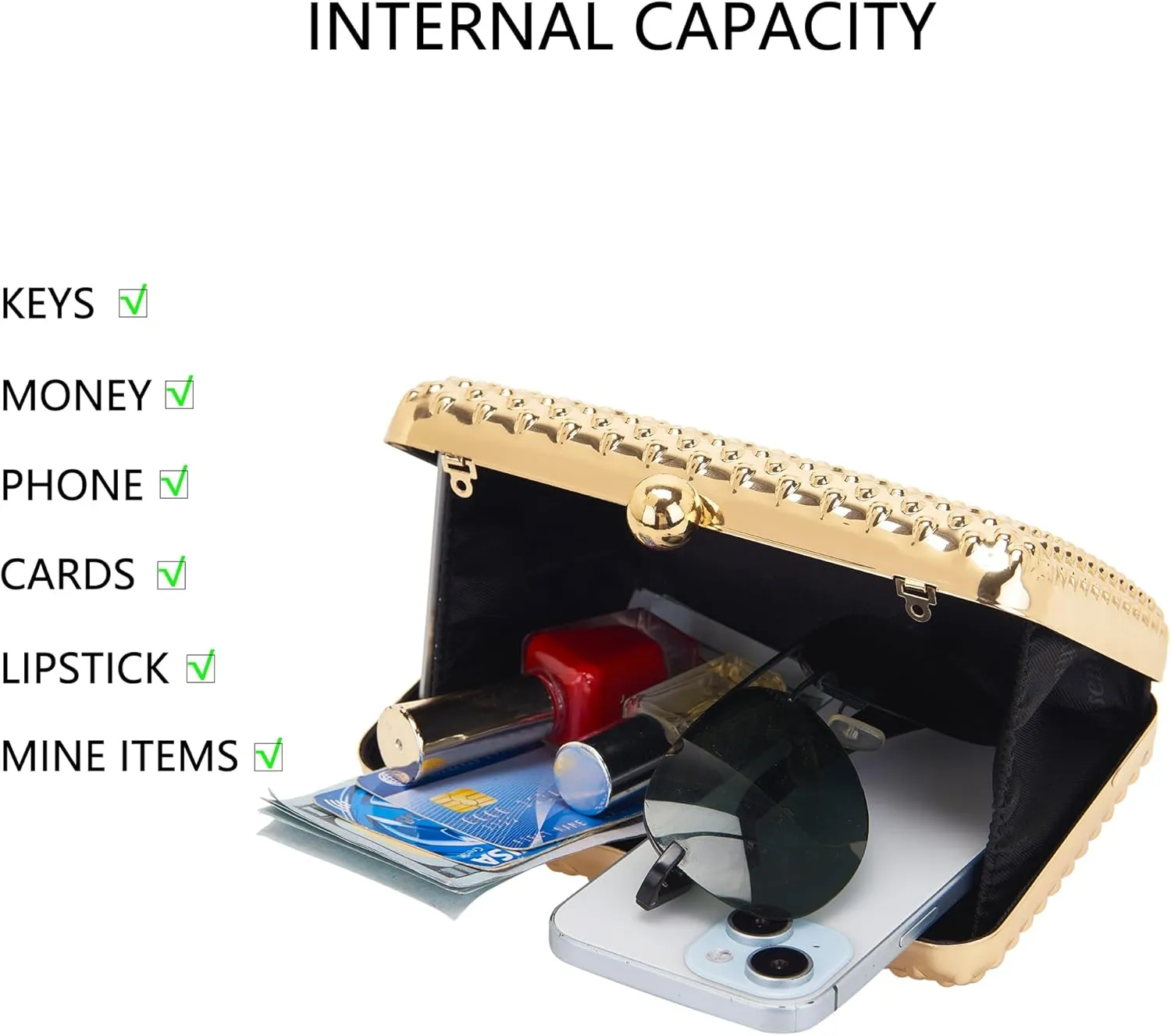 Milisente Women's Clutch Purses Metallic Bridal Party Geometric Evening Clutches Bags Cocktail Formal Handbags