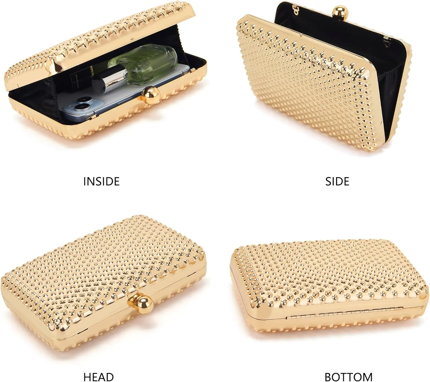 Milisente Women's Clutch Purses Metallic Bridal Party Geometric Evening Clutches Bags Cocktail Formal Handbags
