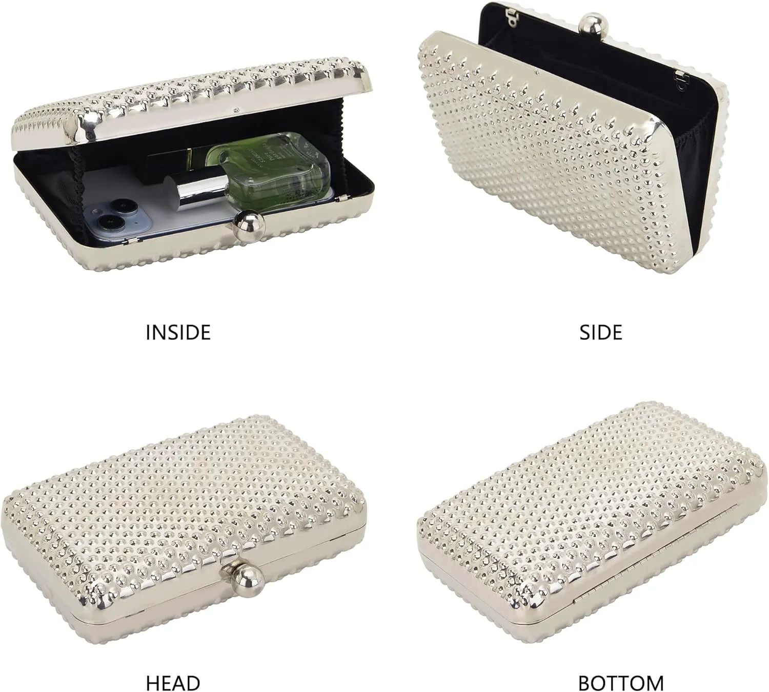 Milisente Women's Clutch Purses Metallic Bridal Party Geometric Evening Clutches Bags Cocktail Formal Handbags