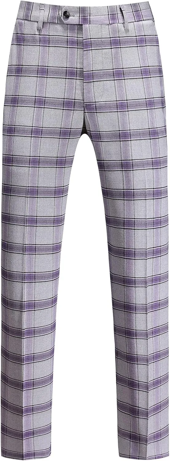 MOGU Men's Slim Fit Plaid Suit Set  Sport Coat Blazer, Vest & Pants (Each Sold Separately) for Wedding, Prom & Party