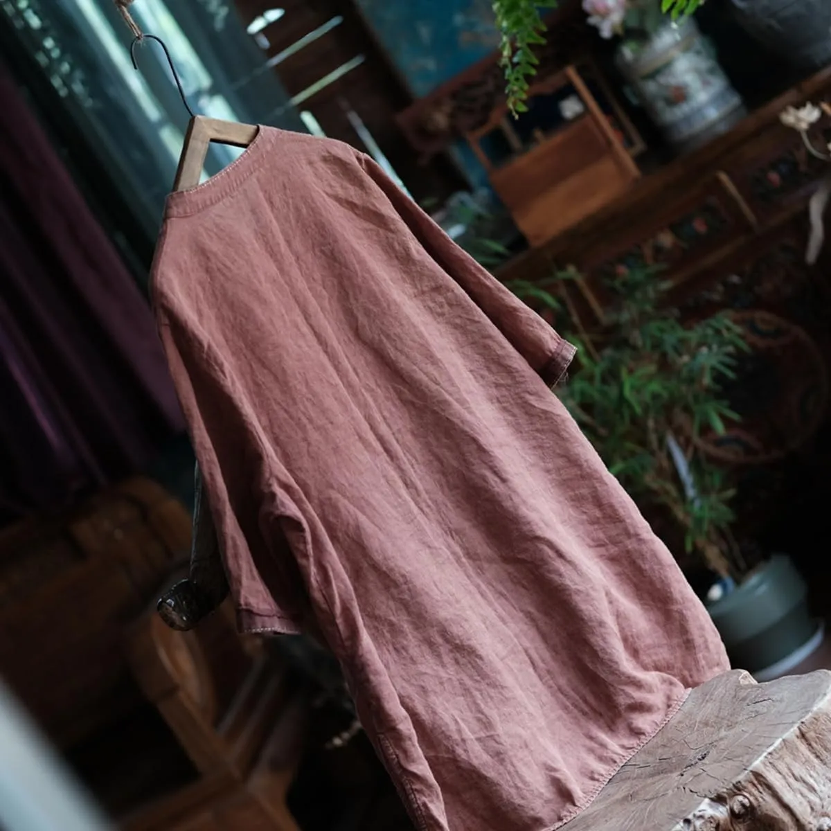 NFYM Women Lightweight Linen Kimono Jacket Frog Buttons Up Embroidery Pocket Vintage Cardigan Trench Coat