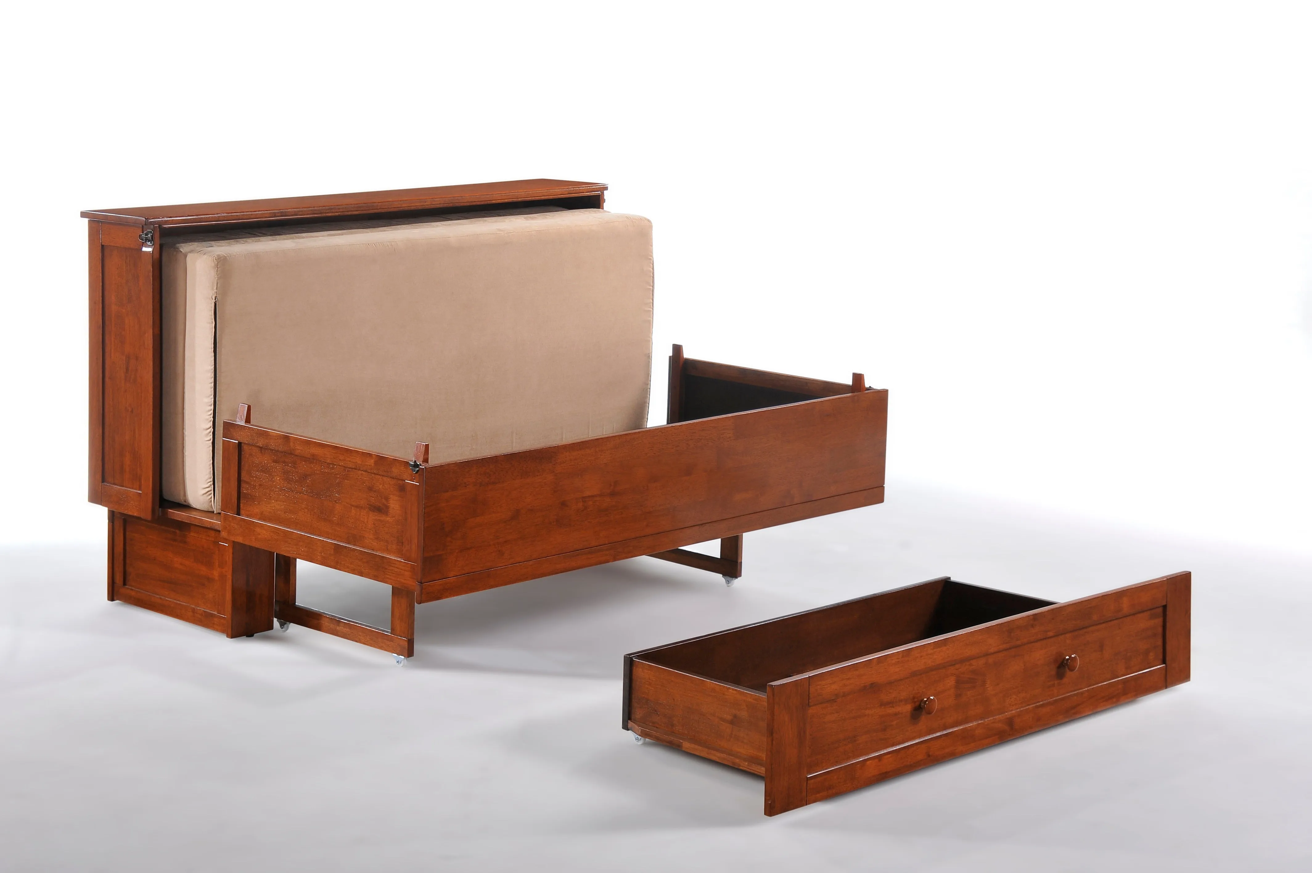 Night and Day Furniture - Clover Queen Cabinet Murphy Chest Bed with Mattress
