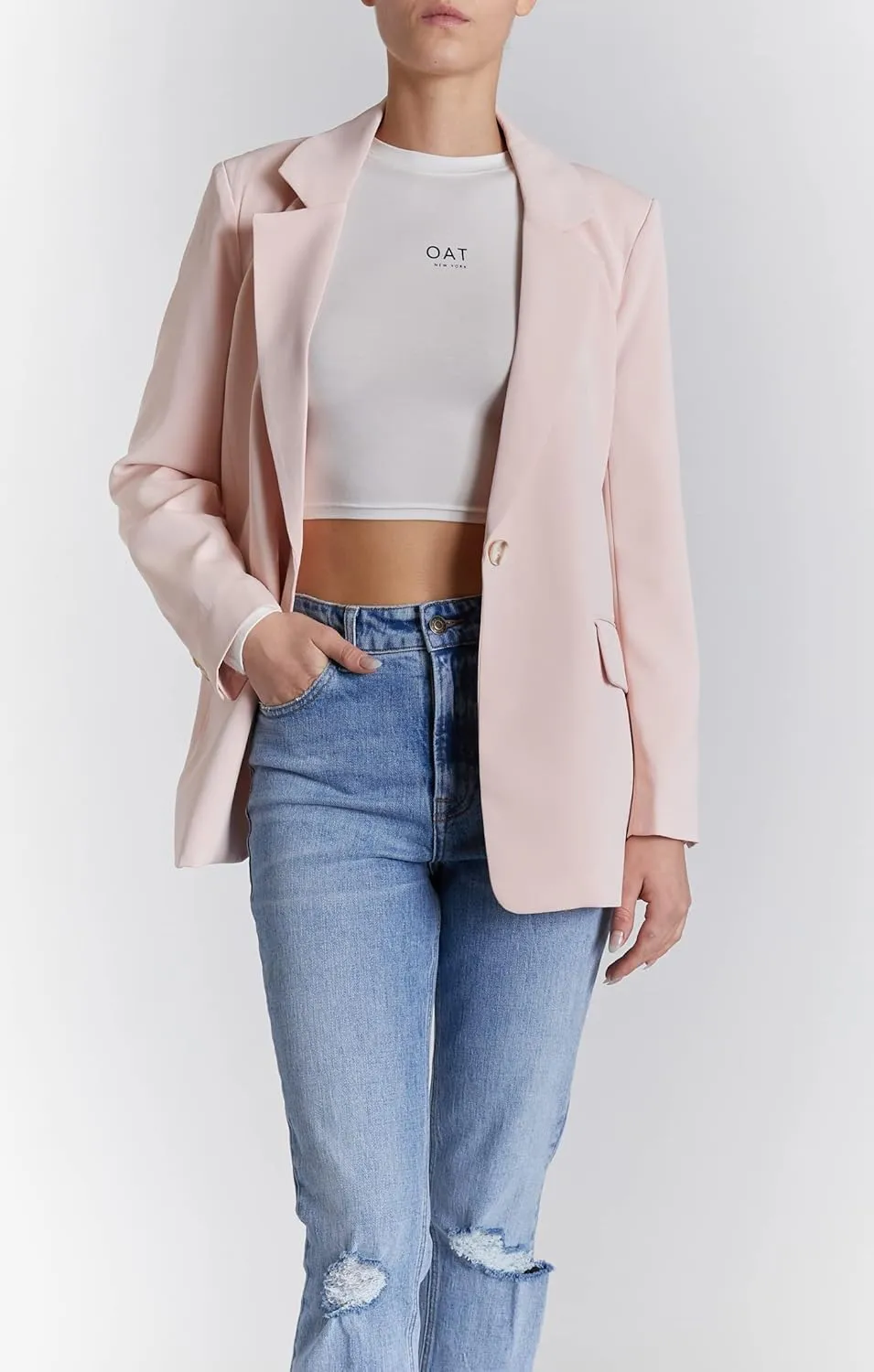 O A T NEW YORK Women's Plus Size Luxury Clothing Boyfriend Blazer